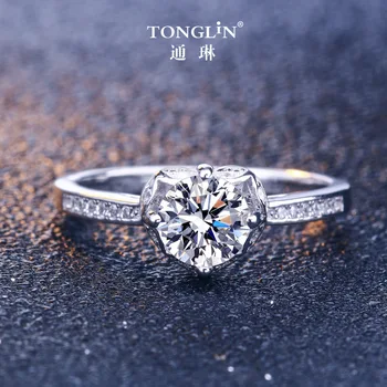 

TONGLiN 925 Sterling Silver Sparkling Finger Ring Heart Cubic Zirconia Stone for Women Engagement Anniversary Jewelry Gift