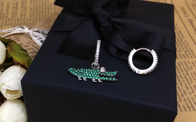 Модные Оригинальные Высокое качество Зеленый Кристалл симметричные крокодиловые серьги с милыми животными женское колье ожерелье ювелирные изделия спортивный
