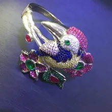 Большая птица цветок браслет 925 серебро разных цветов изысканные женщины ювелирные изделия Свадебный браслет