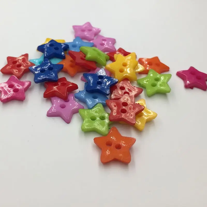 

Free shipping five-pointed star colorful shirt buttons resin buttons 14mm flower children diy decorative plastic buckles FC10051