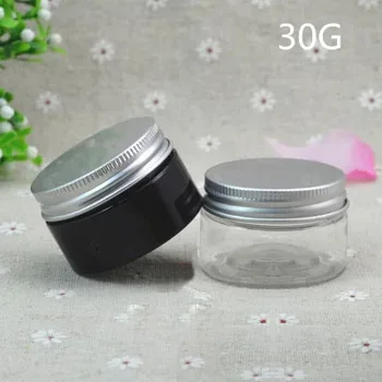 

50pcs/lot 30ml Transparent bottle, powder packing bottle, mask bottles and jars with aluminum cover Cream Jar,Refillable Bottles