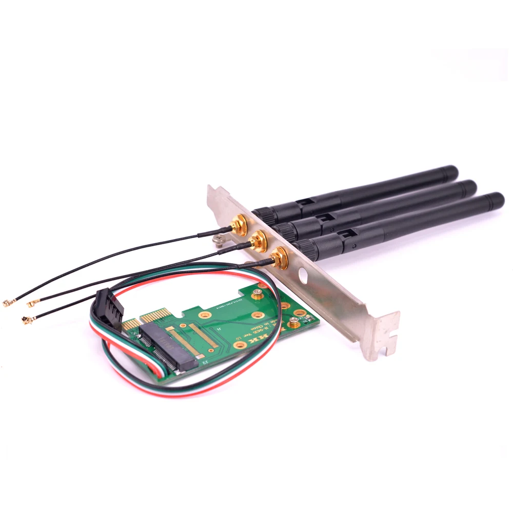 MINI Mini PCIE to Express Wireless Network Card Adapter With 3 AC Dual Band Antenna Bluetooth Wifi Converter | Компьютеры и офис