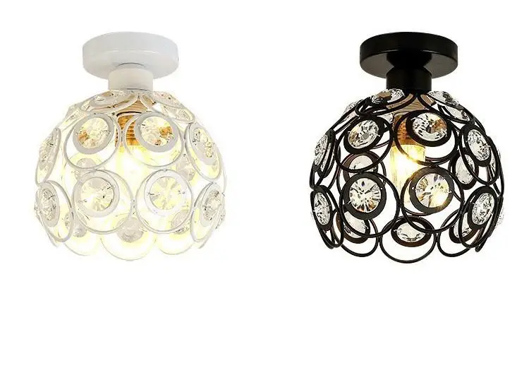 

DSstyles Modern Style Iron Art Crystal Ceiling Lamp for Hallway Porch Balcony Fitting Room LED pendant Light
