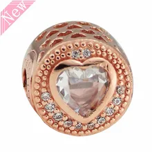 Румяна Hues Сердце CZ Роза сочувствие эссенция Шарм бусины для самостоятельного изготовления ювелирных изделий Fit PANDORA коллекция ESSENCE браслеты FE052R