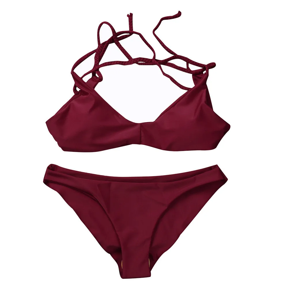 

Women Bikini Set Swimwear Push-Up Padded Bandage Bra Swimsuit Beachwear