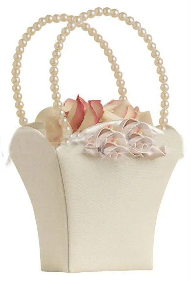 Ivory Flower Basket with Beaded Handle for Wedding Ceremony Party Stuff Favors Supplies Free Shipping New Arrival | Дом и сад