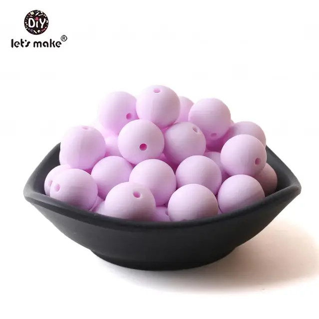 Let's make 50pcs Silicone Beads 12mm Eco-friendly Sensory Teething Necklace Food Grade Mom Nursing DIY Jewelry Baby Teethers candy pueple