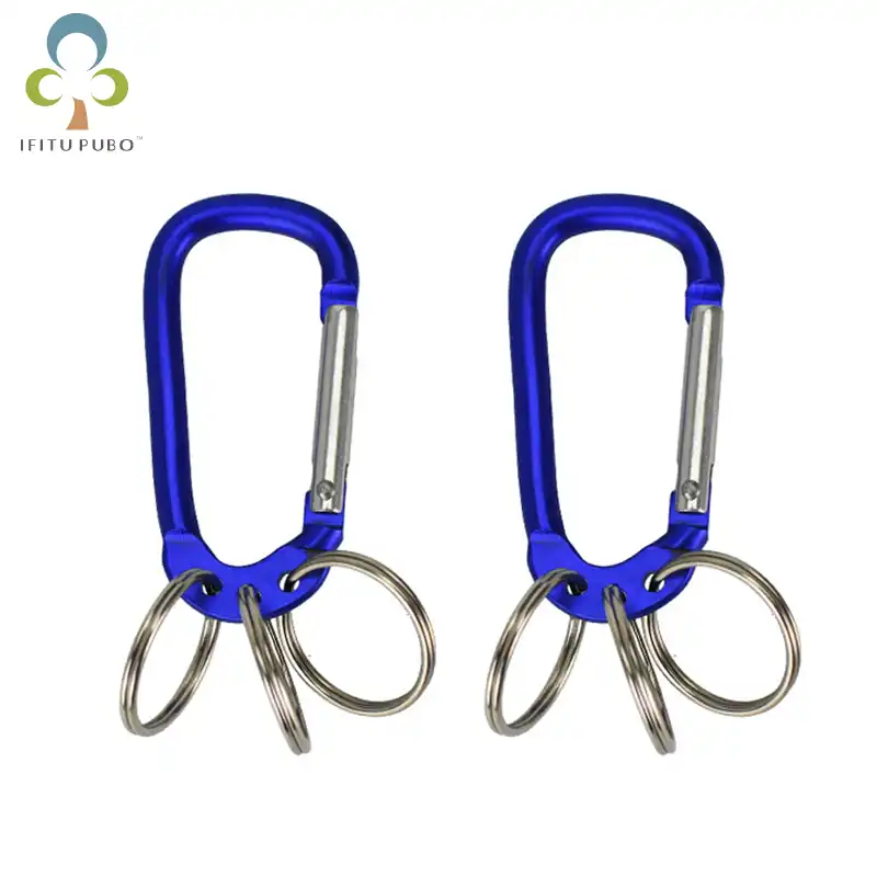 4Pcs Carabiner Clip Set Aluminum Alloy Keychain Hook Outdoor D Ring Shape Key US