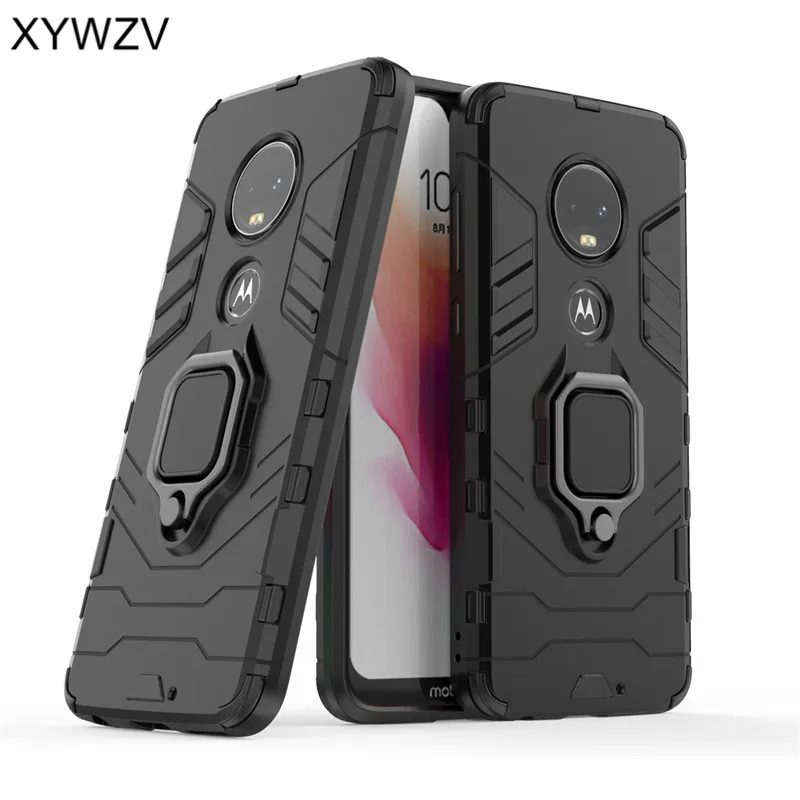 

For Motorola Moto G7 Case Shockproof Cover Hard PC Armor Metal Finger Ring Holder Phone Case For Motorola Moto G7 For Moto G7