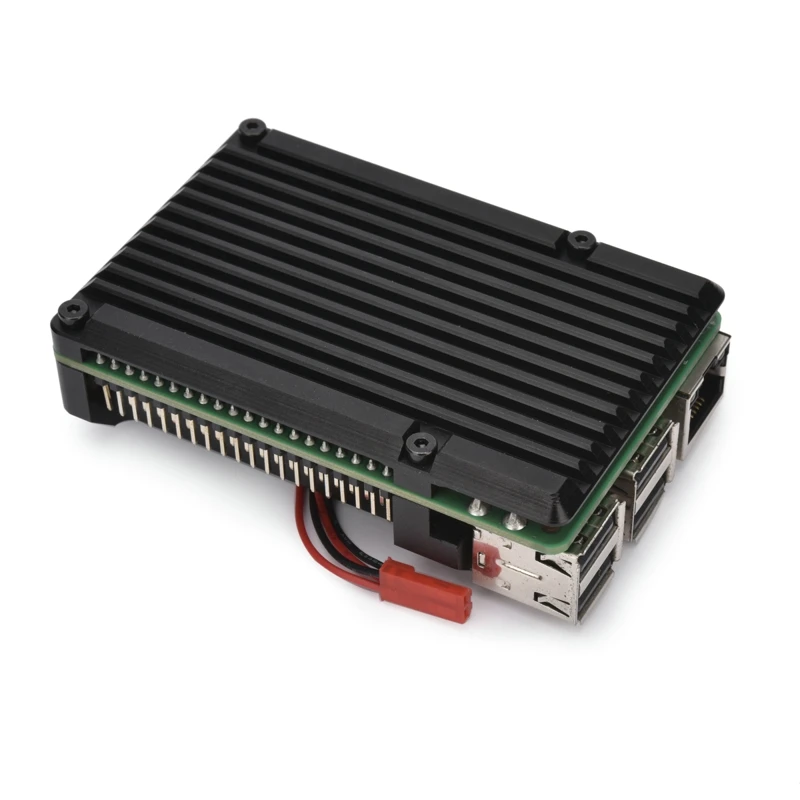 Raspberry Pi 4/3 Aluminum Case with Dual Cooling Fan Metal Shell Black Enclosure for RPI Raspberry Pi 4B/3B/3B