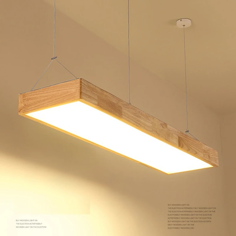 LukLoy, Скандинавский современный минималистичный подвесной светильник из цельного дерева, светодиодная полоса, барная лампа, прямоугольный, для офиса, ресторана, Cofe, подвесной светильник