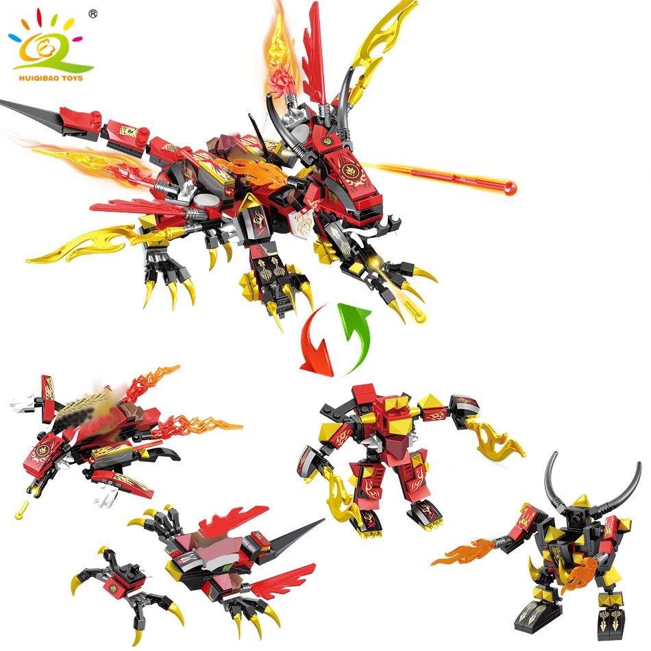 469pcs 4in1 Red Fire Dragon Building Block Compatible Ninja Kai Jay Figures Bricks Set Toy For Children Boys | Игрушки и хобби
