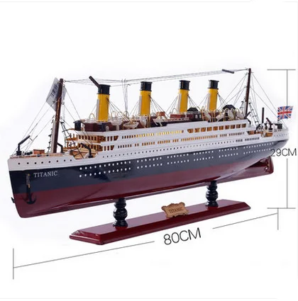 30-100CM Wooden Titanic Cruise Ship Model with LED Lights Decoration Wood Sailing Boat Craft Creative Home Living Room Decor