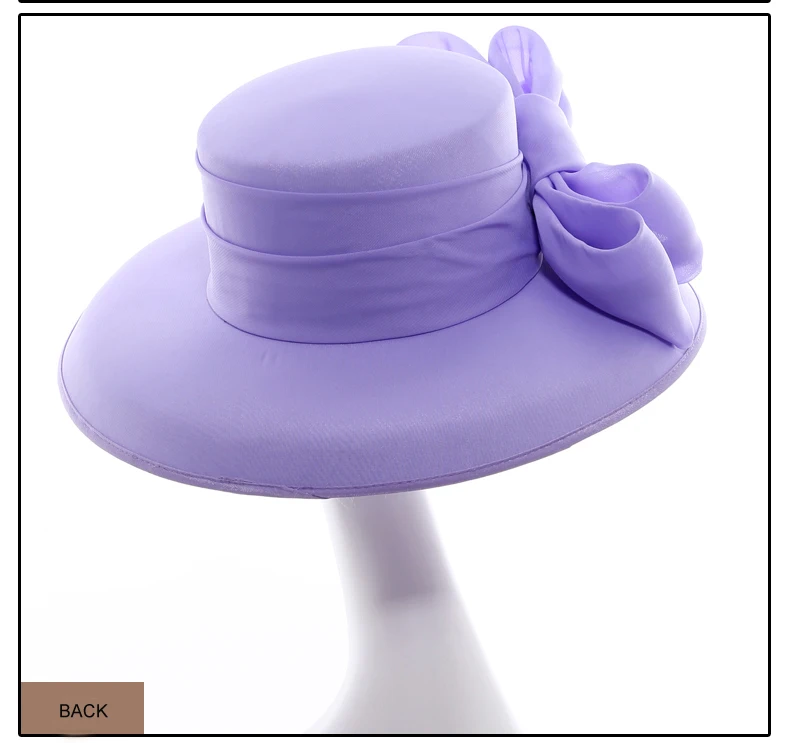 FS, королевские свадебные шляпы для женщин, фиолетовые с большим бантом и полями, фетровая шляпа с плоским верхом, церковные вечерние женские шляпы в стиле Кентукки, Дерби, шляпа Sombrero Mujer