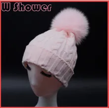 Взрослый натуральная лиса Мех животных pom кабель вязаная шапка Для женщин зимние Обувь на теплом меху помпоном скейт Снег шапочка Леди Обувь для девочек помпоном капот кепки