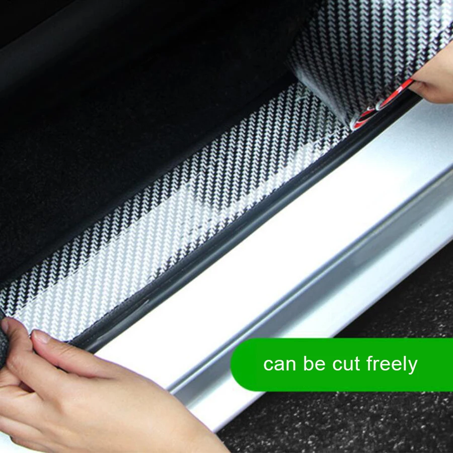 

Carbon Fiber Rubber Car Door Sill Protector Sticker DIY Trunk Bumper Egde Guard Cover Anti-Scratch Strip Decoration Trim Decal