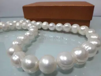 

Free Shipping>>NEW HUGE 12-13MM NATURAL SOUTH SEA WHITE BAROQUE PEARL NECKLACE 18"