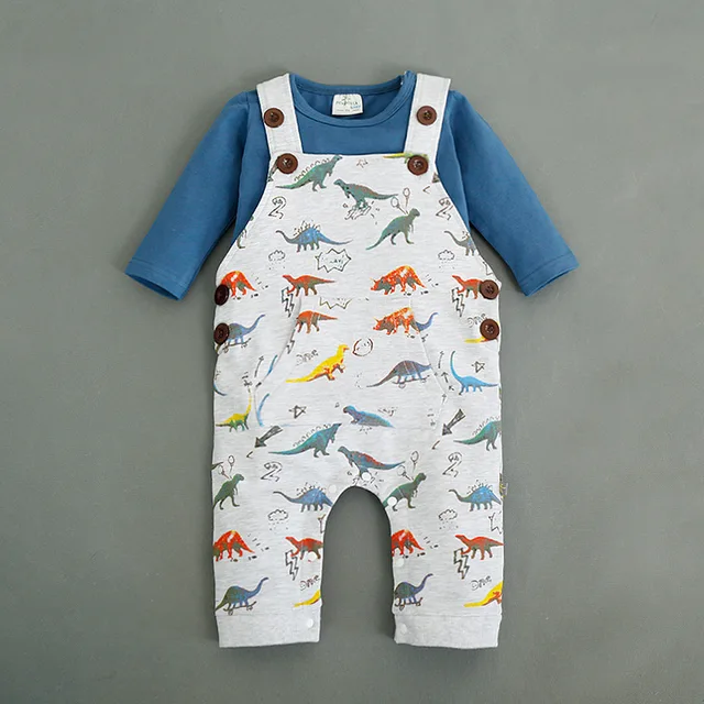 Cartoon Dinosaur Baby Clothes Set Autumn Long Sleeve T Shirt+Cotton