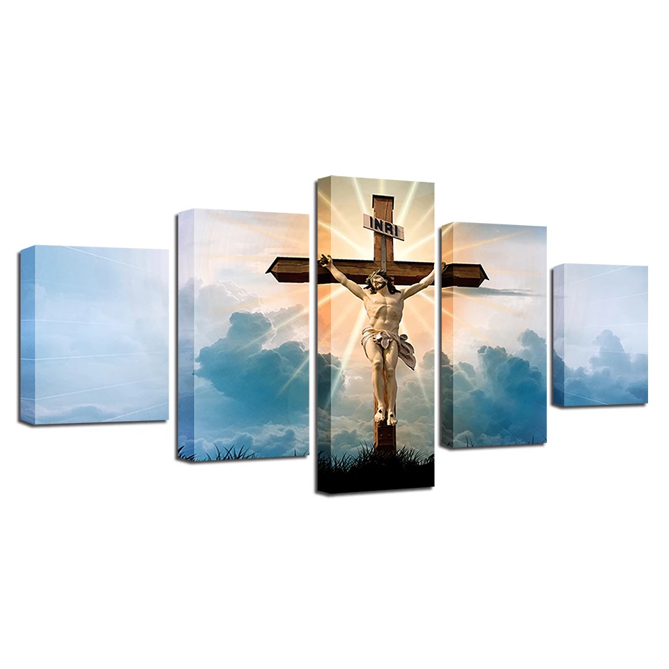 Modular-Canvas-Painting-Poster-5-Pieces-Christian-Religion-Jesus-God-Picture-Cross-Sunshine-Scenery-Modern-Prints (3)
