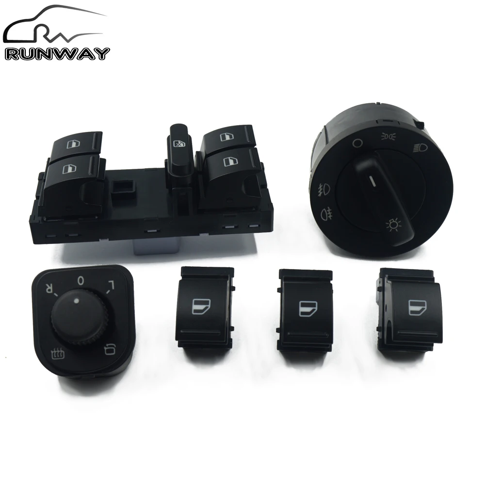 New Power Mirror Switch Headlight Switch Window Switch Button 6pcs/set