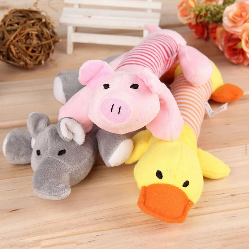 

Pet Puppy for Dogs Chew Squeaker Squeaky Plush Sound Pig Elephant Duck Ball Toy Aug8#2