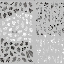 1 лист, модная 3D наклейка для ногтей, черный белый лист, цветок, тотем, украшения для ногтей, слайдер, наклейки для маникюра, Новые поступления