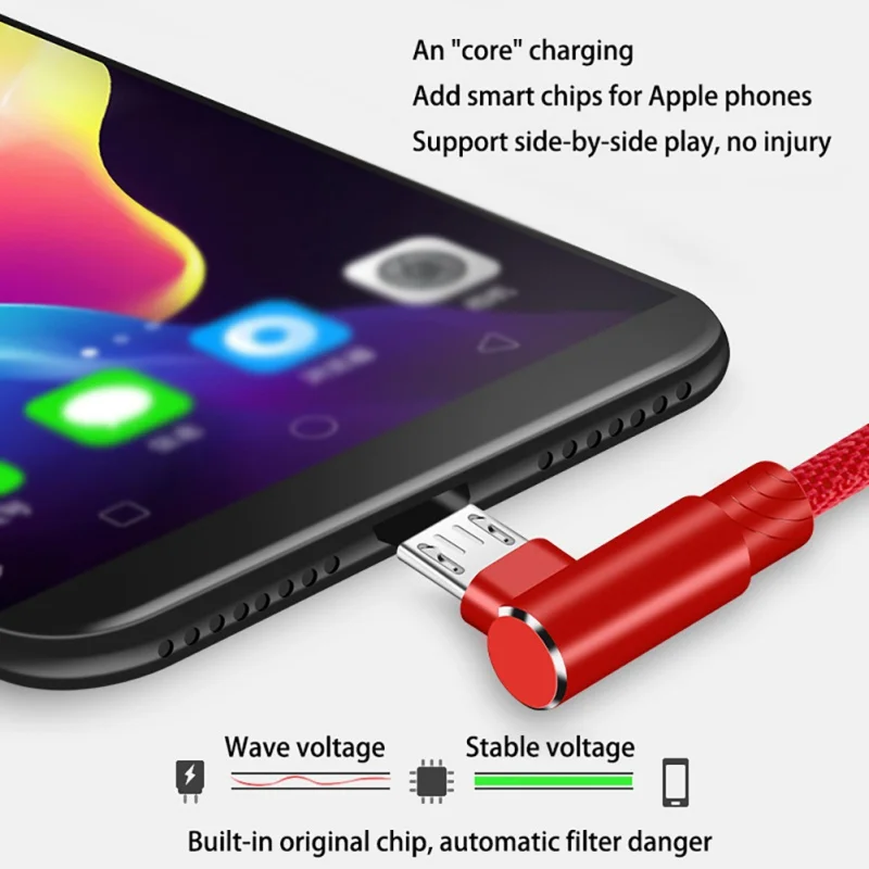 دائم المحمولة الأحمر بيانات كابلات نوع-C 5A مزدوجة الكوع العملي العالمي الهاتف اكسسوارات ل samsung huawei xiaomi iphone