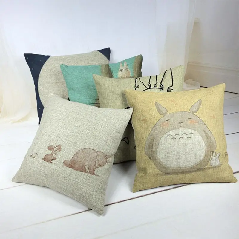 

Cartoon Style Fashion Decorative Cushions Cute Totoro Printed Throw Pillows Car Home Decor Cushion Cover Decor Cojines