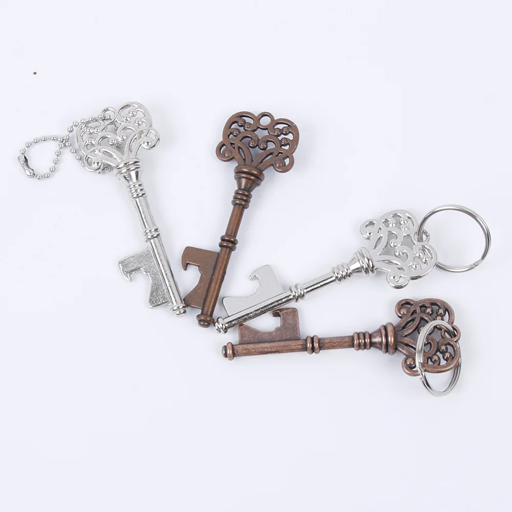 key Shaped Bottle Opener Keychain Shaped Zinc Alloy Copper Silver Color Key Ring Beer Bottle Opener Unique Creative Gift