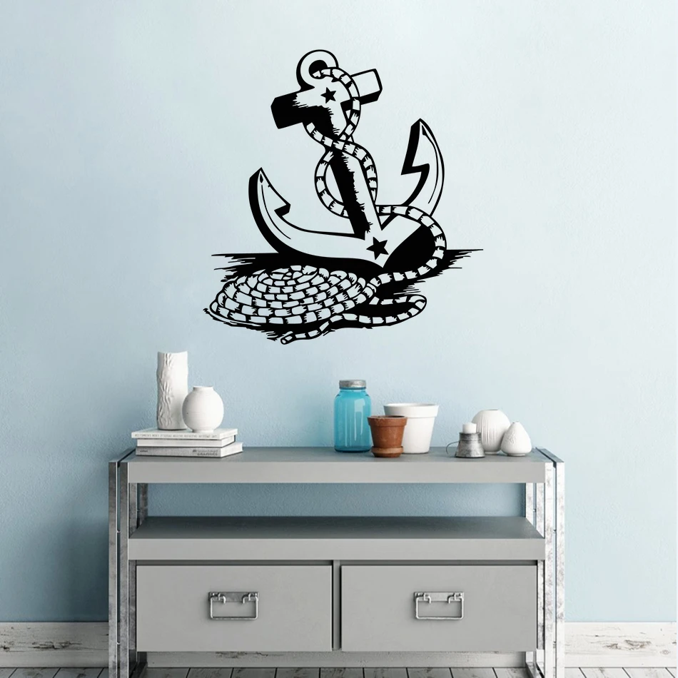 20 x 30 Design with Vinyl RAD 957 3 Boat Ship Water Anchor Wall Decal Black