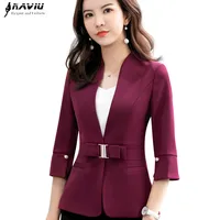 Naviu Women Jacket Half Sleeve Slim Tops Summer Temperament New Business Stand Collar Blazer OL Casual Fashion Ladies Coat 1
