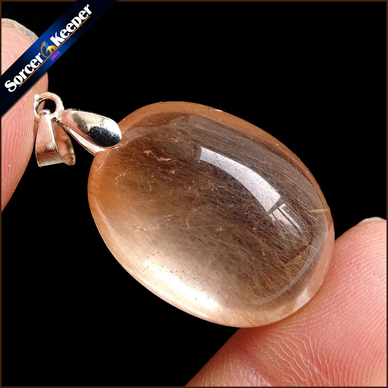 

Rare Natural Quartz Gold Rutilated Garden Quartz Crystal Love Necklace Pendant natural minerals Fish Tank Beads PS028