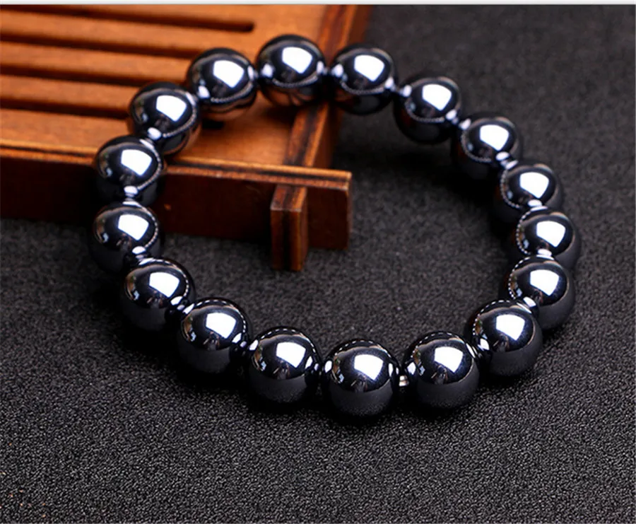 

Genuine Natural Terahertz Wave Gems Bracelets For Women Female Men Party Gift 10mm Round Beads Powerful Stretch Bracelet AAAAA