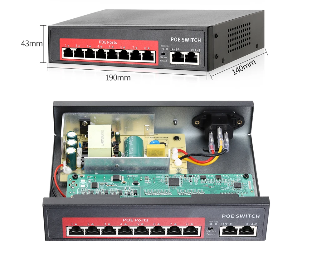 MISECU 48V сетевой коммутатор POE Switch, 4/8 10/100 Мбит/с Порты IEEE 802,3 af/at Over Ethernet POE IP Камера/Беспроводной AP/CCTV Камера Системы