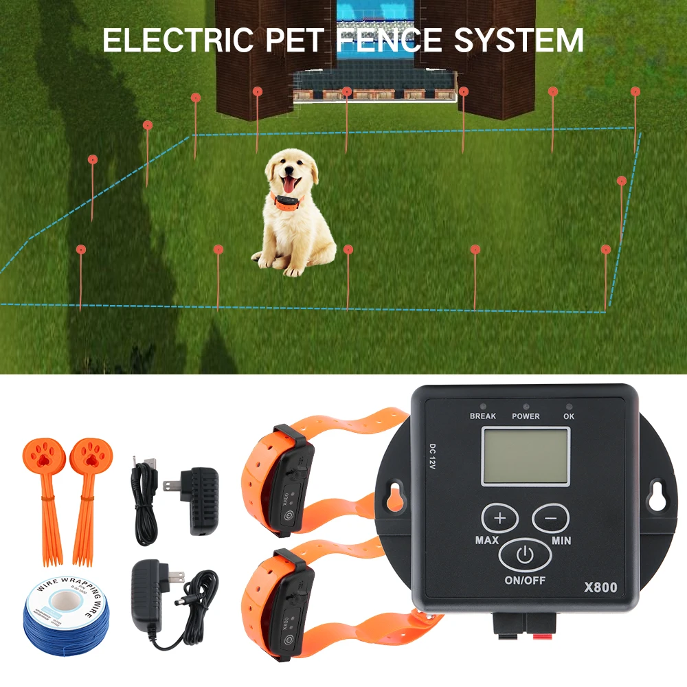 

Underground Electric Dog Fence Kit for 2 Dogs Waterproof Rechargeable Remote Shock Dog Training Collars Pet Containment System