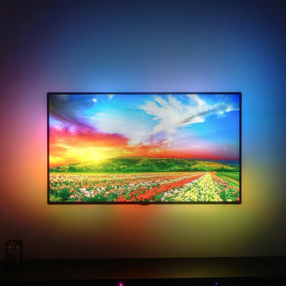 Luz de Tira pc para Monitor Ambilight Hdtv tv Backlight Luzes Mesa Rgb Fita Néon Ws2812 Pixel Tira Lâmpada Ws2812b Usb Led 2 Ws2812b ambilight usb led luz de tira