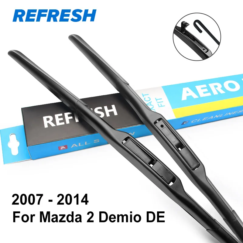 REFRESH Гибридный Щетки стеклоочистителя для Mazda 2 Demio Fit Hook Arms 2003 2004 2005 2006 2007 2008 2009 2010 2011 2012 2013 - Цвет: 2007 - 2014 ( DE )
