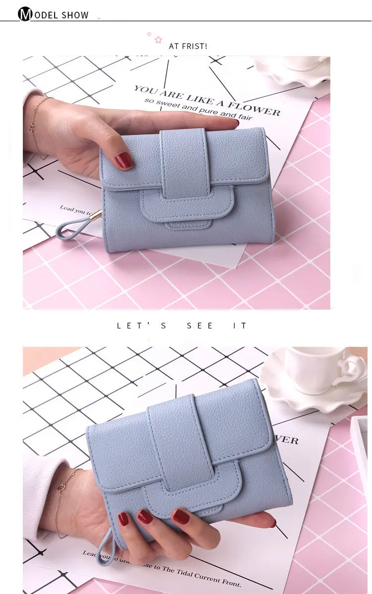 Новинка 2017 года роскошный мягкий кожаный для женщин Hasp кошелек мода Tri-Folds клатч для девочек портмоне Визитницы женский синий мешок денег