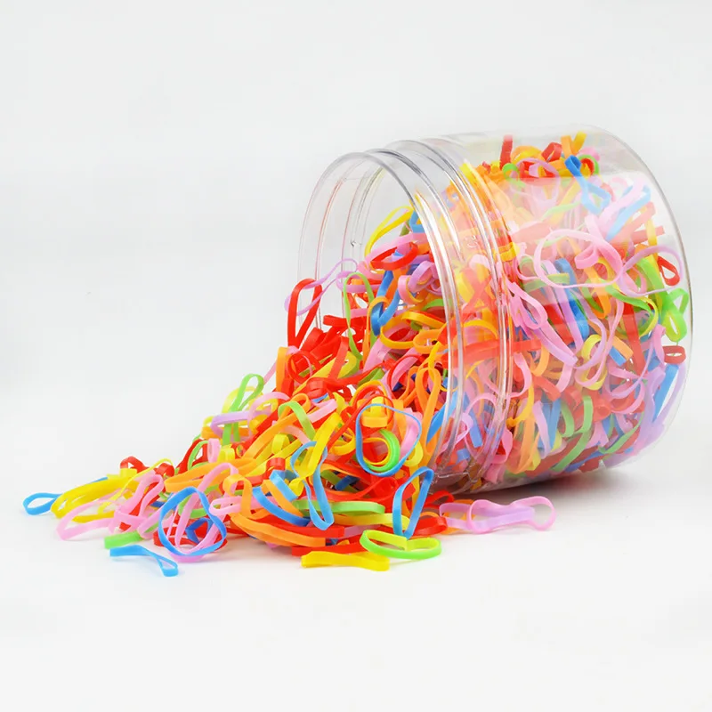 100 Pcs/Pack Girls Children Rubber Band Elastic Hair Ropes Hair Accessories Mini Hair Band Candy Color Elastic hair band ring