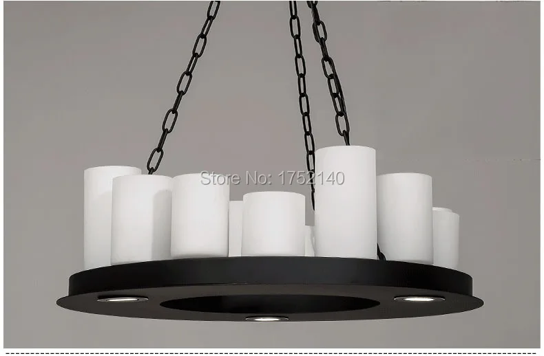 Beautiful circular LED chandeliers Diameter 70 cm, candlesticks shape. 8 E27 E14 bulbs base, 1 spotlight. Iron lamp, glass shade, retro style. Haomer 1