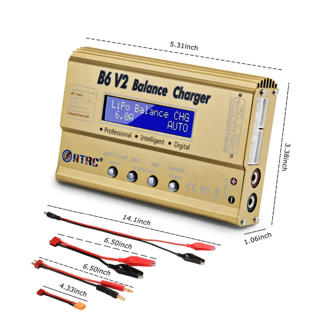 HTRC Imax B6 V2 80 Вт 6A RC баланс зарядное устройство для LiIon/LiFe/NiCd/NiMH/высокая мощность Батарея LiHV 15 в 6A адаптер переменного тока IMAX зарядное устройство