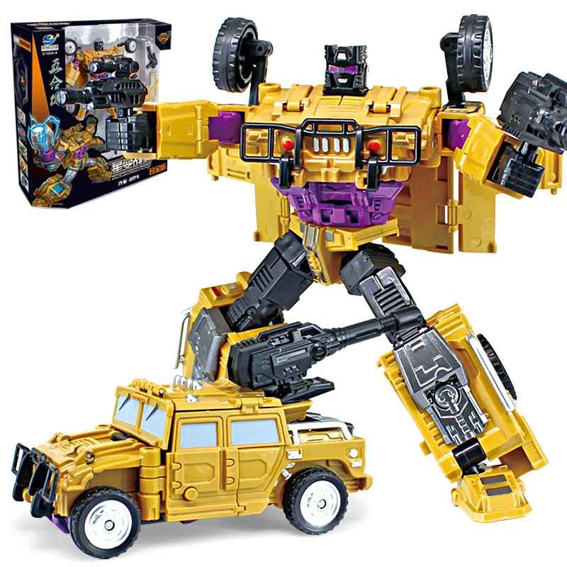 Большой робот трансформер Cool Jinbao игрушка Bruticus WB Warbotron натиск драка взрыв ВЫКЛ. 5 в 1