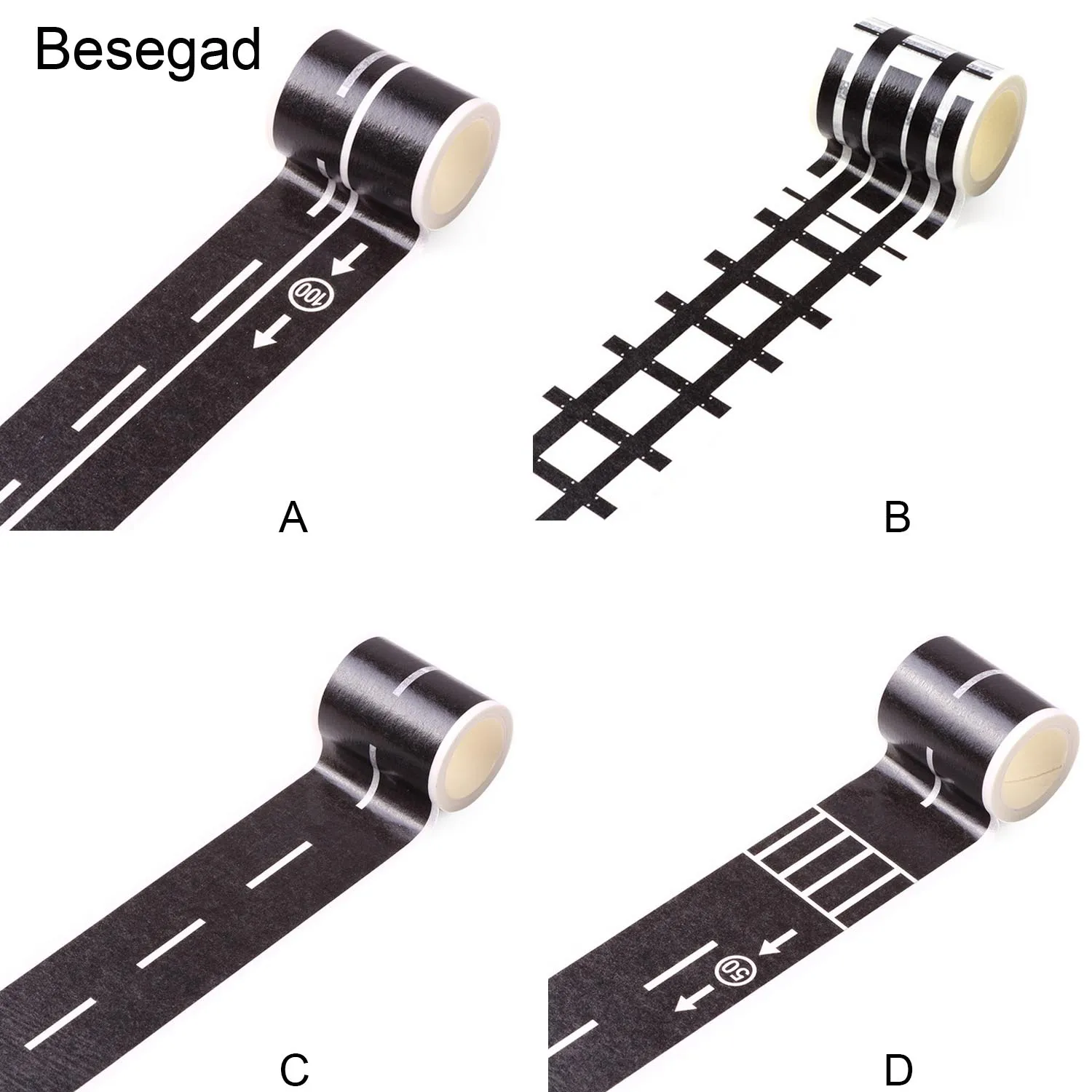 

Besegad DIY Traffic Road Railway Adhesive Removable Washi Masking Tape Sticker for Children Kids Toy Cars 5 x 500cm