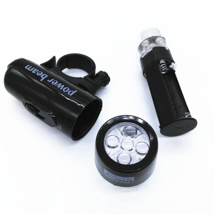 Perfect 1pcs 5 LED Power Beam Black Front Light Head Light Torch Lamp for Bicycle Bike Hot Selling 4