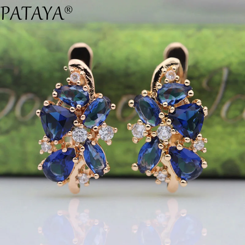 sapphire PATAYA 828, акция, новые синие серьги в форме капли воды, женские модные Эксклюзивные Дизайнерские Ювелирные изделия, 585 розовое золото, серьги с натуральным цирконием - Окраска металла: sapphire