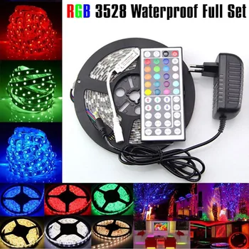 

5M 3528 RGB LED Strip Light 300 Led DC 12V SMD Flexible Light Strip Lamp+44 key IR+12V 2A Supply LED Diode Ribbon Tape Lamp