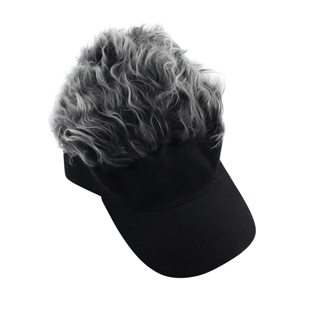 1 шт. парик бейсбольная шляпа солнцезащитный козырек с шипами волос зимние теплые уличные кепки s BB55 - Цвет: Серый