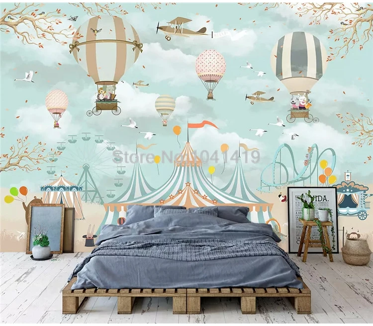 На заказ Настенные обои 3D мультфильм воздушный шар фото настенная живопись детская спальня домашний декор Papel De Parede Infantil настенные бумаги