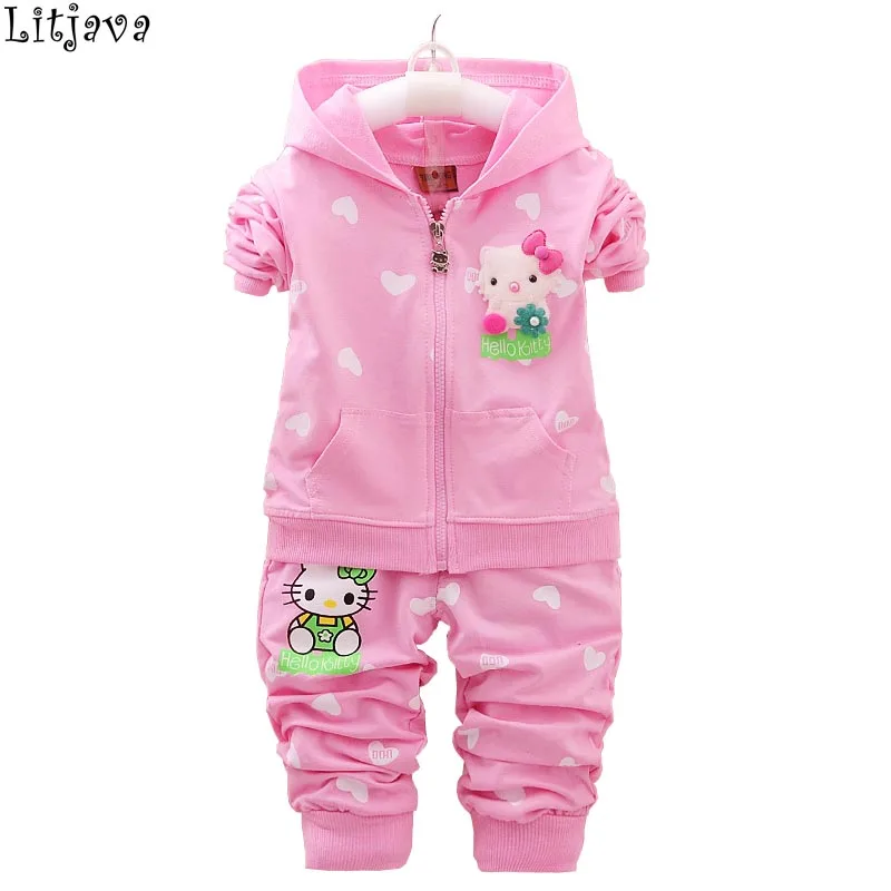 New Baby Girl Fall Clothing 2018 Hooded Infant Autumn Jacket Long Pant