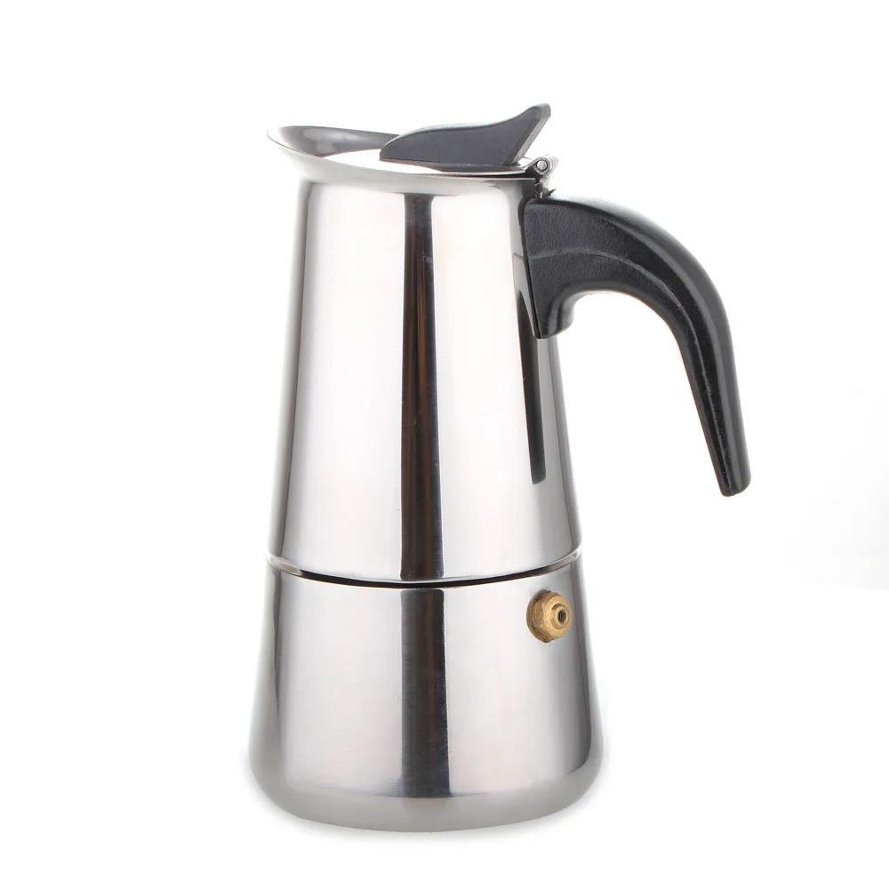 Новая Эспрессо-машина из нержавеющей стали Moka Pot, Кофеварка, 9 чашек, кофейник, емкость 450 мл, индукционная плита